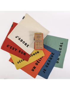 LOT DE 6 SERVIETTES DE TABLE JE CRAQUE - SOPHIE JANIERE