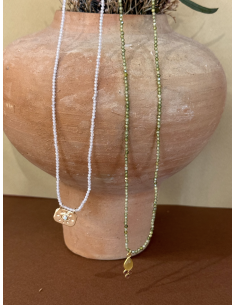 COLLIER EN PERLES DE ZIRCON AVEC PENDENTIF - LES FILLES DE COEUR