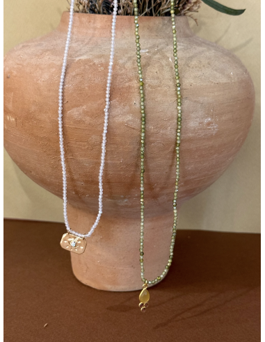 COLLIER EN PERLES DE ZIRCON AVEC PENDENTIF - LES FILLES DE COEUR