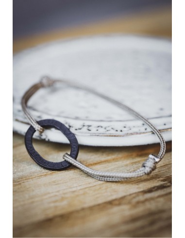 BRACELET BASTILLE CHARBON SUR CORDE - LE SOU FRANÇAIS