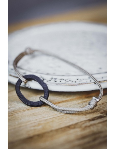 BRACELET BASTILLE CHARBON SUR CORDE - LE SOU FRANÇAIS