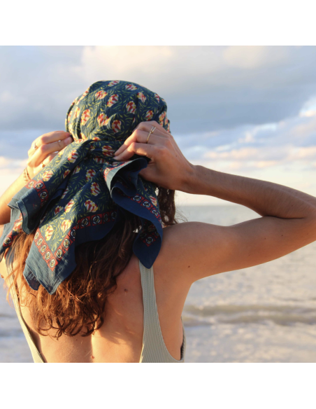 FOULARD COTON BIO 100X100 CM - LES BELLES VAGABONDES 