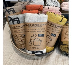 TORCHON DE CUISINE EN COTON VAISSELLE- SOPHIE JANIERE