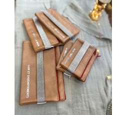 DOUBLE TROUSSE CUIR BEIGE ET DORE - BANDIT MANCHOT