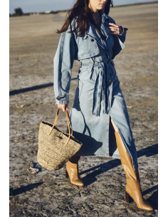 SAC RAPHIA PORTÉ ÉPAULE MEDIOA CHINÉ - LE VOYAGE EN PANIER
