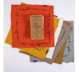 LOT DE 6 SERVIETTES DE TABLE EN FAMILLE OU ENTRE AMIS - SOPHIE JANIERE