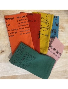 LOT DE 6 SERVIETTES DE TABLE APPRENDRE EN MANGEANT- SOPHIE JANIERE