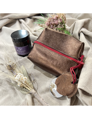 TROUSSE MAQUILLAGE EN CUIR AVEC MIROIR - BANDIT MANCHOT