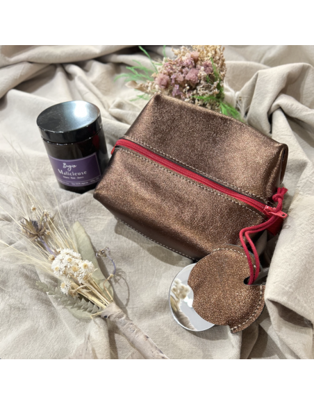 TROUSSE MAQUILLAGE EN CUIR AVEC MIROIR - BANDIT MANCHOT