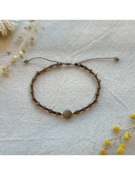 BRACELET TISSÉ PERLES AFRICAINES ET SEMI PRECIEUSES - LES FILLES DE COEUR 