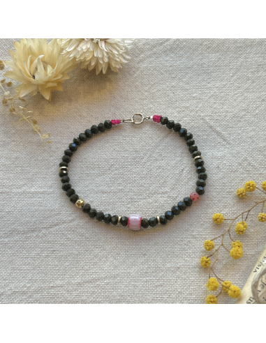 BRACELET PERLES DE VERRES ET AFRICAINES - LES FILLES DE COEUR 