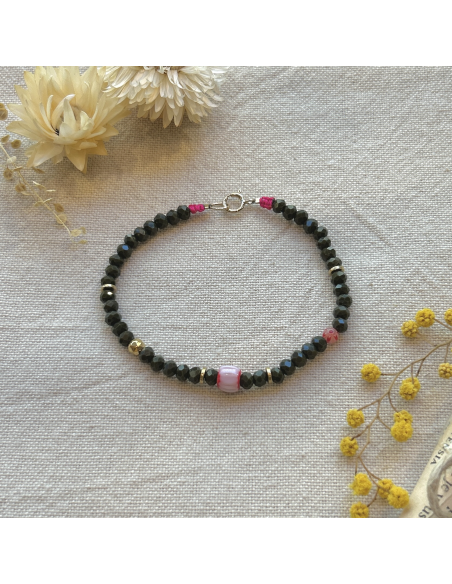 BRACELET PERLES DE VERRES ET AFRICAINES - LES FILLES DE COEUR 