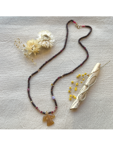COLLIER COQUILLAGE PENDENTIF AIGLE- LES FILLES DE COEUR 
