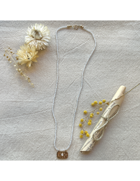 COLLIER EN PERLES DE ZIRCON AVEC PENDENTIF - LES FILLES DE COEUR