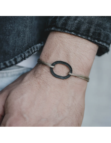 BRACELET BASTILLE CHARBON SUR CORDE - LE SOU FRANÇAIS
