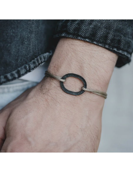 BRACELET BASTILLE CHARBON SUR CORDE - LE SOU FRANÇAIS