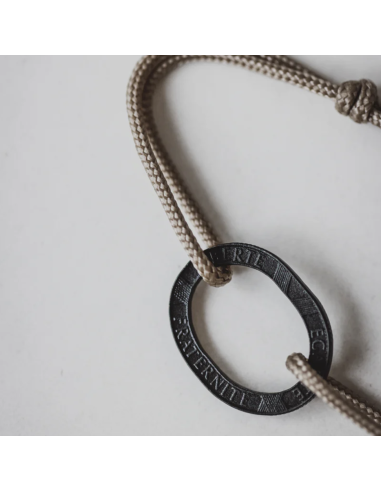 BRACELET BASTILLE CHARBON SUR CORDE - LE SOU FRANÇAIS