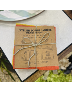 LOT DE 6 SERVIETTES DE TABLE A CHACUN SON COCKTAIL - SOPHIE JANIERE