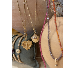 COLLIER COEUR PLAQUE OR - LES FILLES DE COEUR