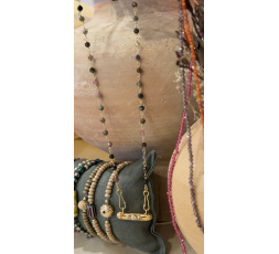 COLLIER TUBE TIBETAIN AVEC STRASS - LES FILLES DE COEUR