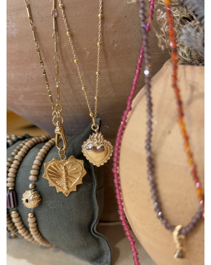 COLLIER COEUR PLAQUE OR - LES FILLES DE COEUR