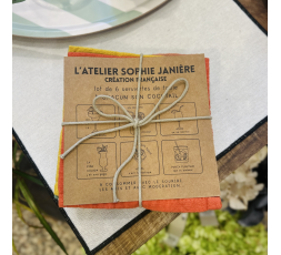 LOT DE 6 SERVIETTES DE TABLE A CHACUN SON COCKTAIL - SOPHIE JANIERE