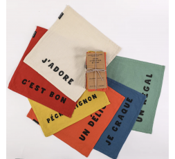 LOT DE 6 SERVIETTES DE TABLE JE CRAQUE - SOPHIE JANIERE