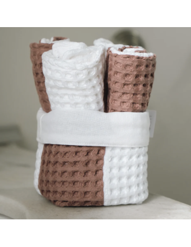 LOT DE 4 SERVIETTES VISAGE + PANIERE - LUMA