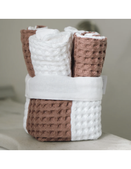 LOT DE 4 SERVIETTES VISAGE + PANIERE - LUMA