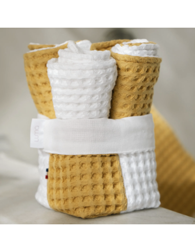 LOT DE 4 SERVIETTES VISAGE + PANIERE - LUMA