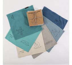 LOT DE 6 SERVIETTES DE TABLE BONHEUR IODÉ - SOPHIE JANIERE