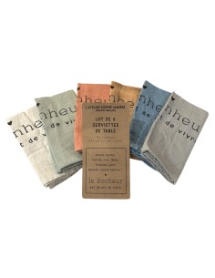 LOT DE 6 SERVIETTES DE TABLE LE BONHEUR EST UN ART - SOPHIE JANIERE 2