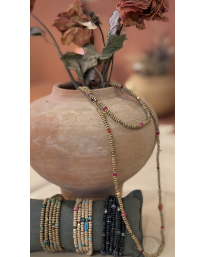 BRACELET OU COLLIER PERLES DE BOIS - LES FILLES DE COEUR 