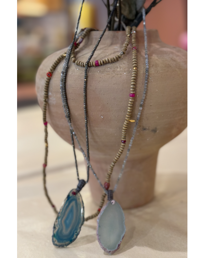 COLLIER PENDENTIF QUARTZ - LES FILLES DE COEUR