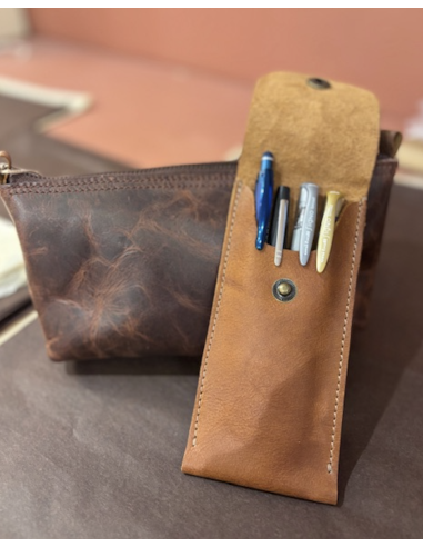 ETUI À STYLOS TROTTEUR EN CUIR - LAMALI 