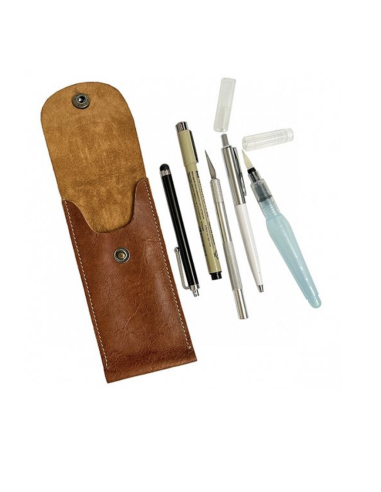 ETUI À STYLOS TROTTEUR EN CUIR - LAMALI 