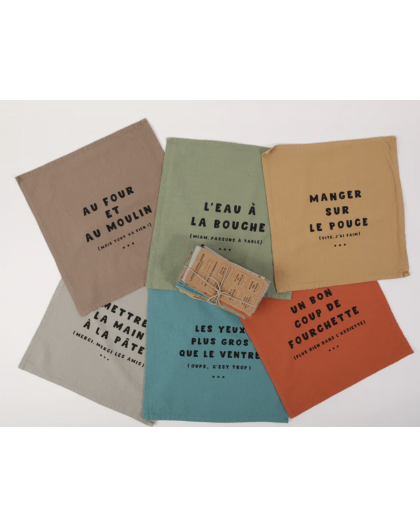 LOT DE 6 SERVIETTES DE TABLE COUP DE FOURCEHTTE - SOPHIE JANIERE