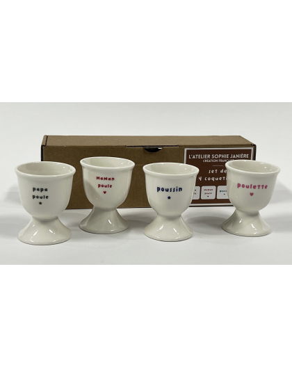 BOITE DE 4 COQUETIERS EN PORCELAINE - SOPHIE JANIERE 