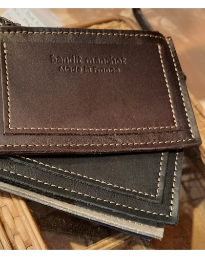 PORTE-CARTES ZIPPE EN CUIR POUR HOMME - BANDIT MANCHOT