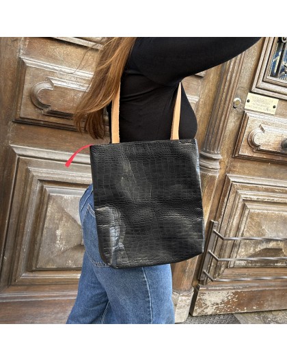 SAC CROCO EN CUIR  - BANDIT MANCHOT