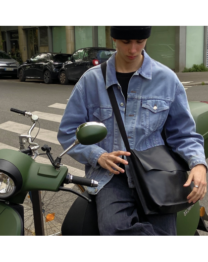 GRAND SAC EN CUIR AVEC RABAT - BANDIT MANCHOT