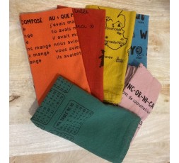 LOT DE 6 SERVIETTES DE TABLE APPRENDRE EN MANGEANT- SOPHIE JANIERE