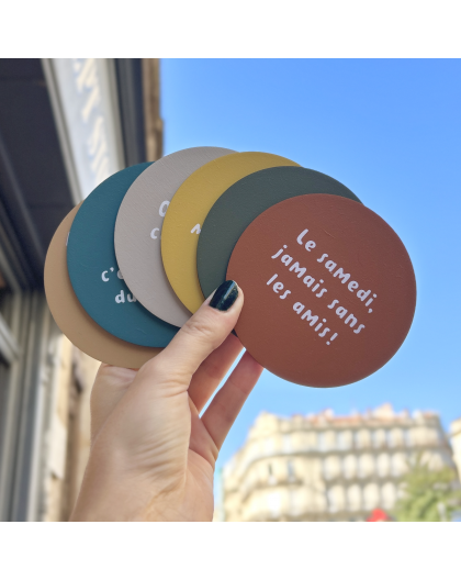 LOT DE 6 DESSOUS VERRES RONDS - SOPHIE JANIERE