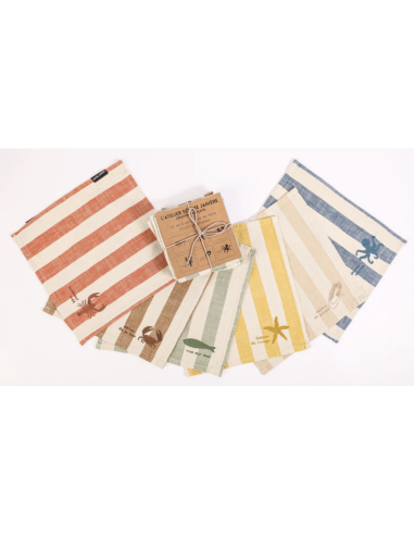 LOT DE 6 SERVIETTES DE TABLE VUE SUR MER - SOPHIE JANIERE