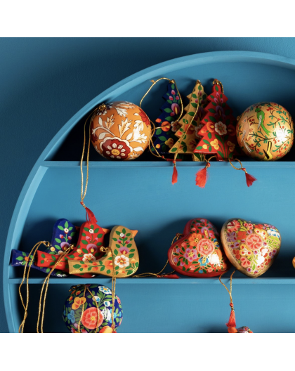 DECO DE NOEL OISEAU  EN PAPIER MACHÉ - SASS & BELLE