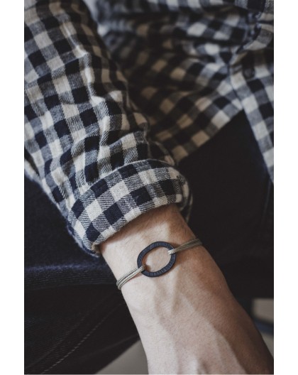 BRACELET BASTILLE CHARBON SUR CORDE - LE SOU FRANÇAIS