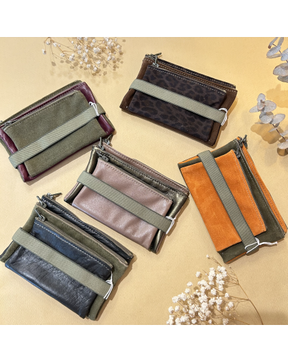 TRIPLETTE EN CUIR MOYEN MODELE ELASTIQUE KAKI - BANDIT MANCHOT 