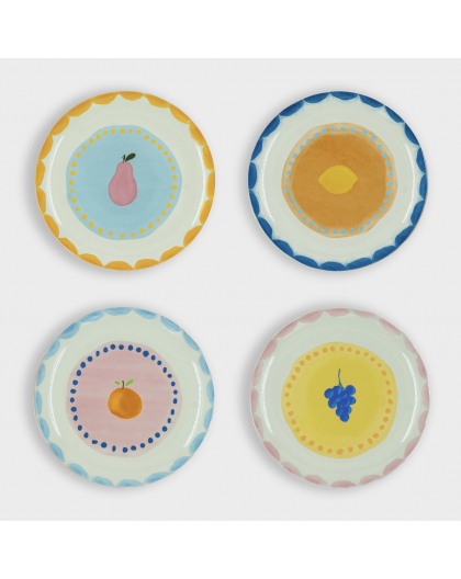 LOT DE 4 ASSIETTES FRUITS FIESTA - AND NOOK