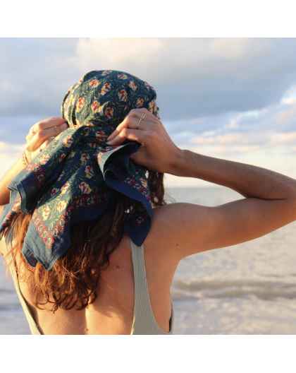 FOULARD COTON BIO 100X100 CM - LES BELLES VAGABONDES 