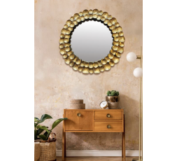 MIROIR PEPITA ROND EN MÉTAL DORÉ- EMDE